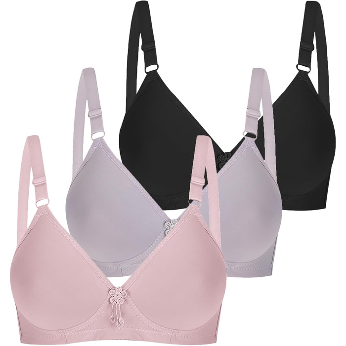 3 шт. комплект жіночий бюстгальтер без кісточок Push Up від CSWH: чорний, фіолетовий, рожевий. Ідеальний для йоги, фітнесу та спорту.