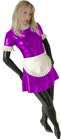 Костюм горничної в стилі аніме Sissy Cosplay: сукня з довгим рукавом, латекс, чорно-білий фартух, Sexy Lolita, 3XL