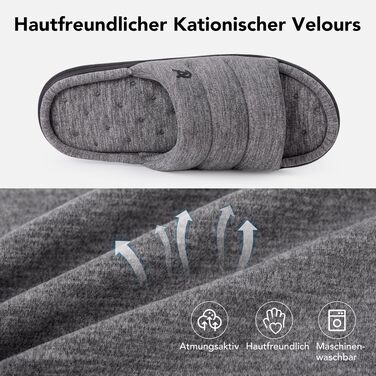 Чоловічі відкриті капці VeraCosy з ефектом пам'яті (Memory Foam), сірі, розмір 42/43 EU