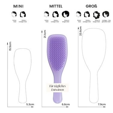 Щітка для волосся Tangle Teezer Ultimate Detangler для кучерявого та жорсткого волосся (3C-4C), розплутувач з двоступеневими щетинами проти фриззінгу, Mango & Purple