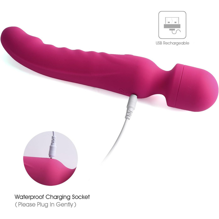 Масажер Magic Wand Doppelkopf - подвійний масажний стрижень з незалежними вібраторами, вологостійкий, з підігрівом, силіконовий накінечник. Інтимні іграшки для жінок та чоловіків (рожевий)