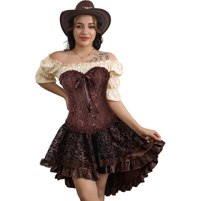 Корсет-топ Florales з квітковим принтом для жінок Plus Size (4XL, фіолетовий, коричневий)