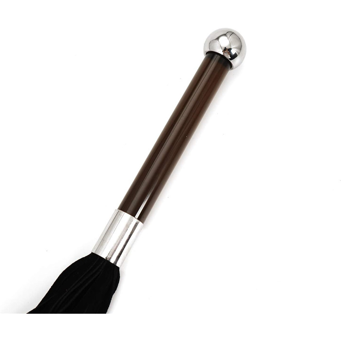 Еротичний плетіль з шкіри - багатофункціональний плетіль з велюрової шкіри з ручкою-скляним дildo (чорний)