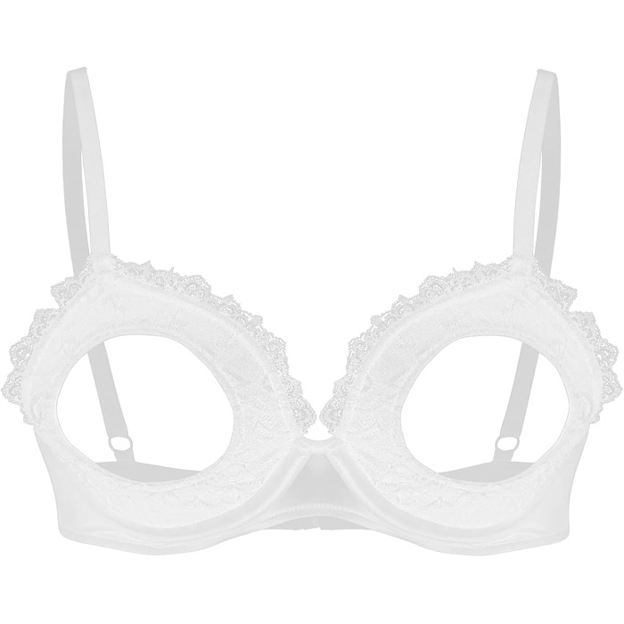 Жіночий бюстгальтер з відкритим декольте GRRKDFQ, мереживний, білий, розмір A XL