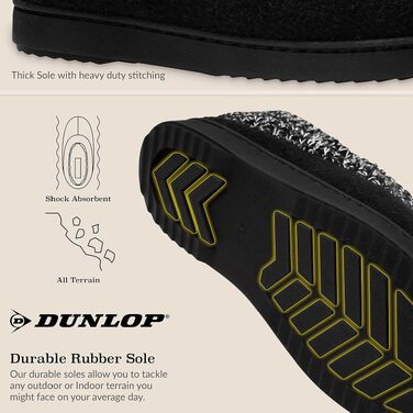 Жіночі домашні капці DUNLOP з підкладкою з шерпа-флісу та піною з ефектом пам'яті Memory Foam, протиковзаючі тапочки (38 EU, чорні)