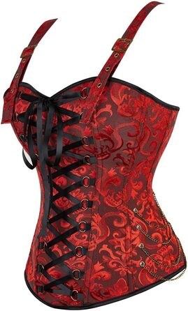 Жіночий топ-корсет Grebrafan у готичному стилі з бретелями, чорний та червоний, розмір 38-40