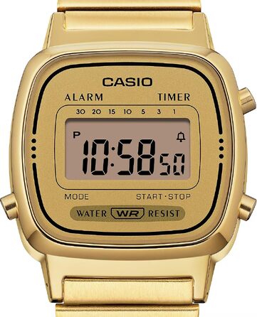 Жіночий наручний годинник Casio Vintage Digital LA670WGA-9DF, кварцовий, золотистий сталевий браслет