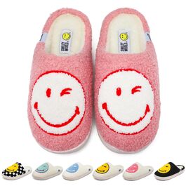 Зимові домашні капці SMILEYWORLD® з ефектом пам'яті Memory Foam, м'які плюшеві пантофлі для жінок та чоловіків, біло-рожеві, розмір 38/39 EU