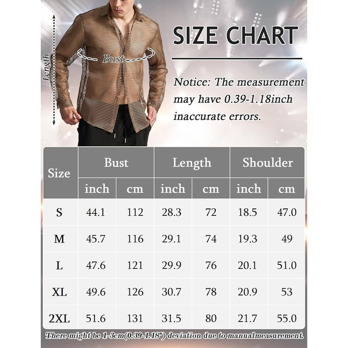 Чоловіча прозора сітчаста сорочка AIEOE: літня, мереживна, з довгим рукавом, для фестивалів, клубів, вечірок, костюм, коричневий