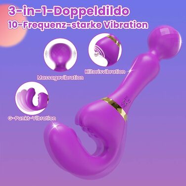 Вібратор дилда LYAMais G-Punkt з двома головками, 10 режимів вібрації, силікон, для жінок, парні ігри, стимулятор клітора, фіолетовий