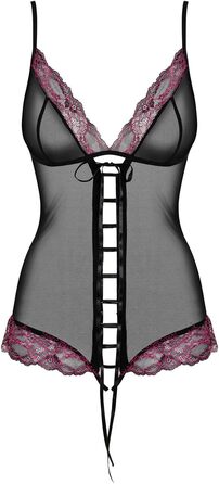 Корсет-боді Obsessive Zarter з витонченою мереживом та шнуванням, чорний (XXL), подарункова коробка