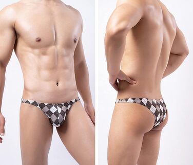 Сліп для чоловіків Faringoto, принт, шовк-айс, дихаючий, бікіні, G-стрінг, коричневий (S)