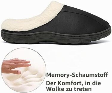 Чоловічі домашні капці з ефектом пам'яті Memory Foam, плюшеві замшеві пантофлі, чорні, розмір 44/45 EU