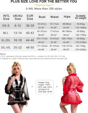 Кимоно жіноче з фатину, коротка сексуальна піжама/халат з штучним хутром, прозорий, великі розміри (XL-XXL), червоний