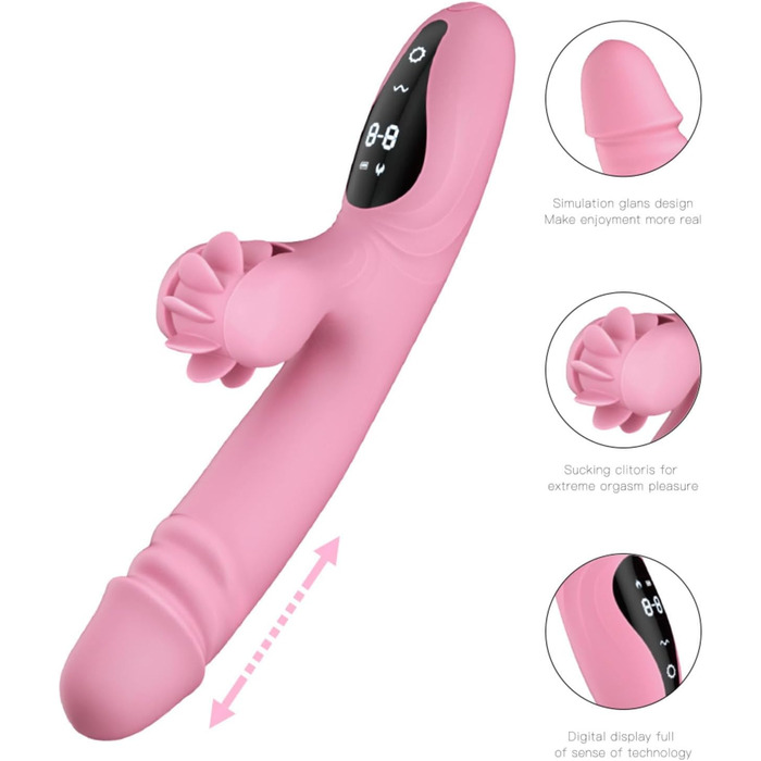 Вібратор для жінок з 9 функціями, нагріванням та G-точкою. Кролик. Рожевий колір