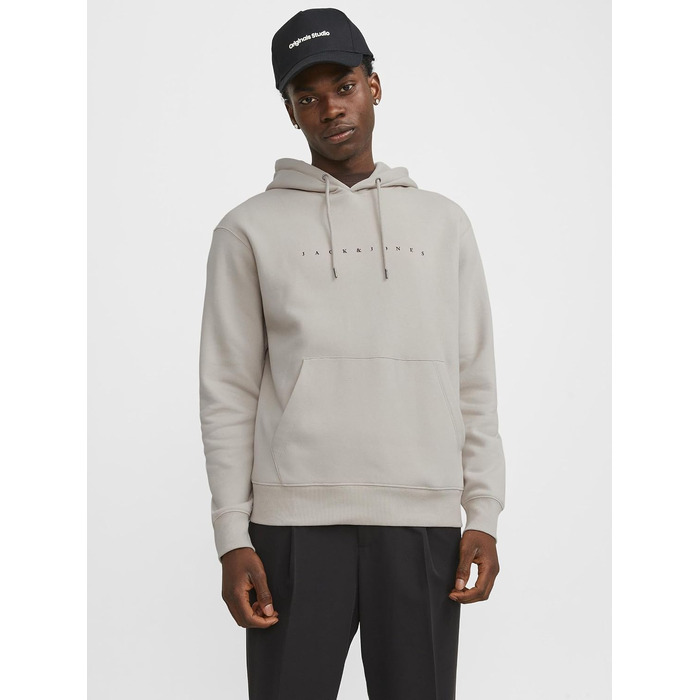 Чоловічий худі Jack & Jones JJESTAR з капюшоном, Relaxed Fit, колір Moonbeam, розмір XL