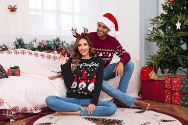 Смішний різдвяний светр Terecey Daen з принтом, зимовий лонгслів Ugly Christmas Sweater, чорний, XL