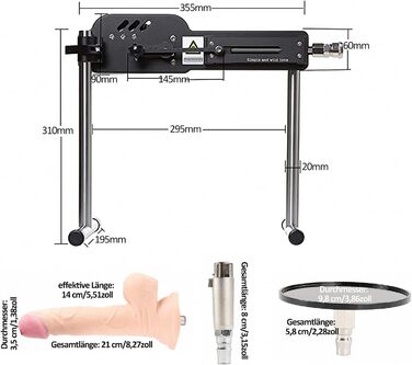 Металева секс-машина Fredorch Big Dildo – для чоловіків, жінок та пар, тиха робота, VAC-U-Lock