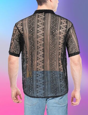 Прозора чоловіча сорочка сітка, мереживна майка, топ сітка для чоловіків, сексуальна білизна, повсякденний топ, чорний, S-4XL