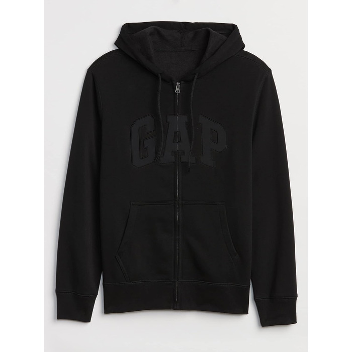 Чоловіча толстовка на блискавці Gap Heritage з логотипом, колір True Black, розмір L
