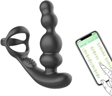 Анальні вібратори для чоловіків Jpscor з кільцем, керування через додаток, стимуляція простати, 3 режими обертання та 10 режимів вібрації
