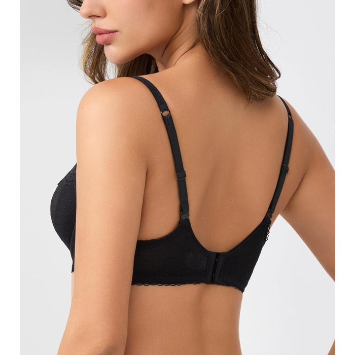 Дизайнерський бюстгальтер Lemorosy для дівчаток Dirndl з кісточками Push Up мереживний Balconette напівчашка прозорий бюстгальтер 75E чорний