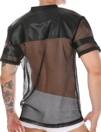 Чоловіча футболка AIEOE з сітчастою вставкою, спортивна, коротка, сітка, сексуальна, топ - S