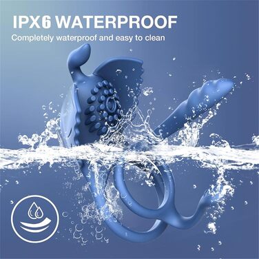 Вібратор для чоловіків 4-в-1: кільце для статевого члена, вібратор, масажер, стимулятор клітора. Чорний