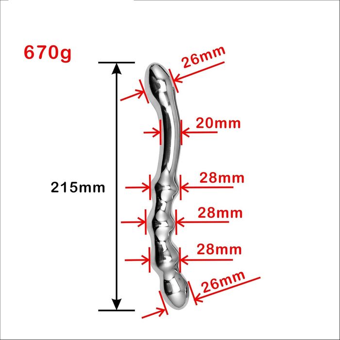 Анальний плаг з нержавіючої сталі, подвійний, для стимуляції G-точки та простати