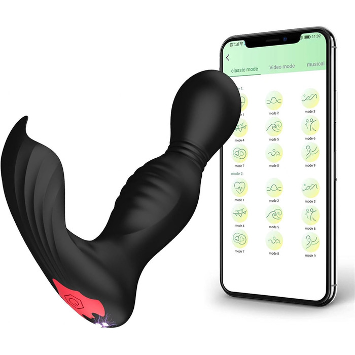 Вібратор для жінок G-точка та клітора, 7 режимів вібрації, 7 режимів гойдання, вібратор-метелик, анальний дилда, секс-іграшки з пультом дистанційного керування для пар, чорний
