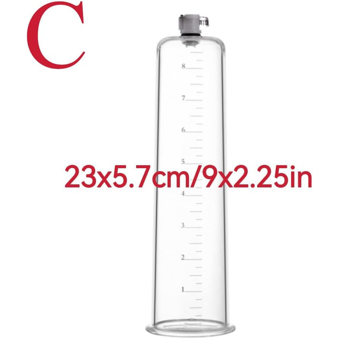 Вакуумний насос для пеніса: прозора трубка з шкалою, ручна помпа для ерекції, збільшення та лікування імпотенції. Аксесуар для чоловічих секс-іграшок (C:23x5.7cm)