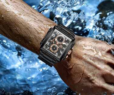Чоловічий наручний годинник OLEVS Chronograph з шкіряним ремінцем, японський кварцовий механізм, водонепроникний, класичний елегантний стиль (модель 2958, чорний)