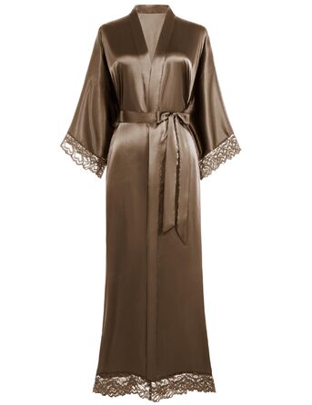 Халат жіночий BABEYOND довгий/короткий, однотонний, мереживний, атласний, шовковий, кімоно, літній, кава