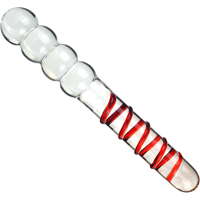 Скляний анальний дildo ScreaAss 28 см з кулями та ланцюгом, G-spot, для чоловіків та жінок, червоний комплект