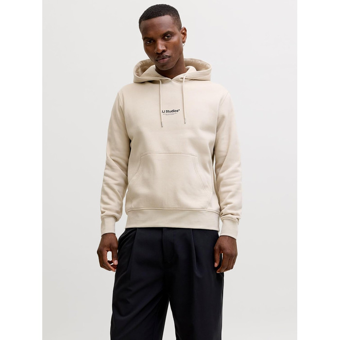 Чоловічий худі з капюшоном та принтом JACK & JONES, колір Moonbeam, розмір XXL