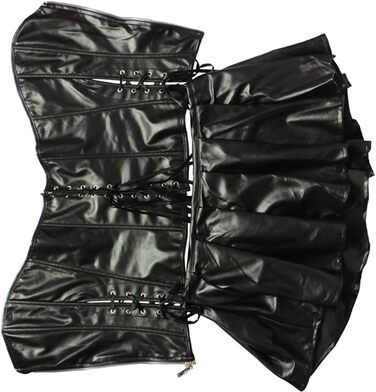 Корсет жіночий готичний з екошкіри SxyBox, чорний. Корсаж, сукня-корсет, клубний костюм, спідня білизна.