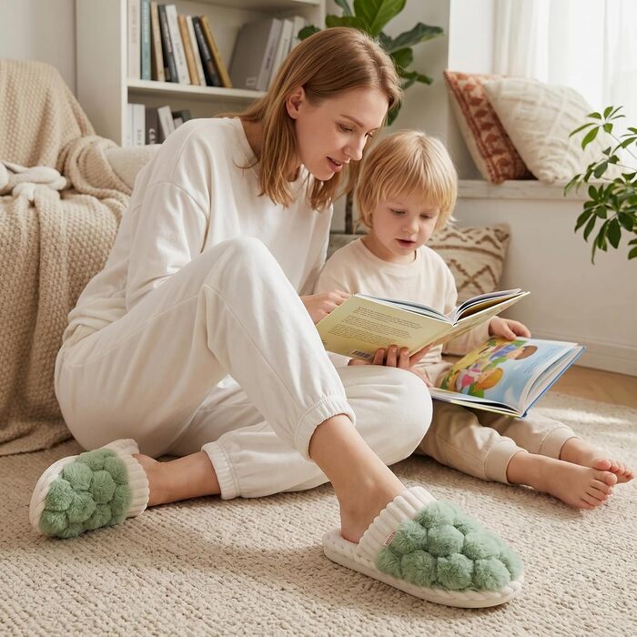 Жіночі зимові домашні капці з ефектом пам'яті (Memory Foam), теплі та м'які, м'ятно-зелені, розмір 38.5/40 EU