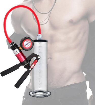 Пеніс-насос NAIXBTY з манометром та зручним руків'ям. Матеріал: силікон. Для чоловіків. Збільшення ерекції, посилення потенції, збільшення статевого члена. Інтимні іграшки для дорослих. Розміри: 31 * 6.4 см