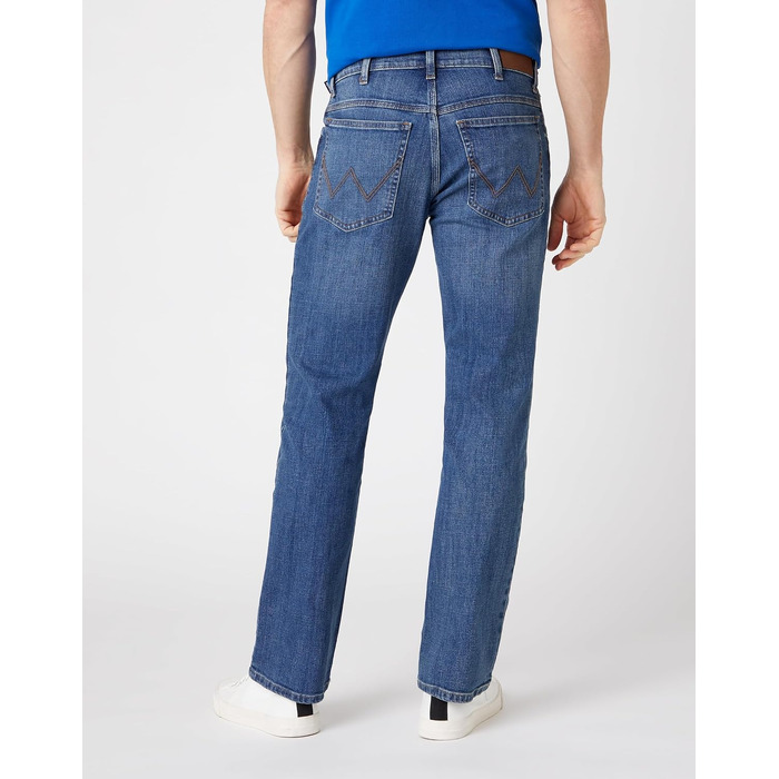 Чоловічі джинси Wrangler Straight Regular Fit середньої посадки, синьо-чорні (Mid Stone), W32 L36