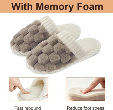 Жіночі зимові домашні капці з ефектом пам'яті (Memory Foam), теплі та м'які, темно-коричневі, розмір 38.5/40 EU