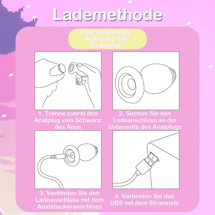 Анальний вібратор-хвіст Furry Fuchsschwanz з пультом керування для чоловіків та жінок. Силіконовий анальний плагін, іграшка для БДСМ, хвіст з сердечком