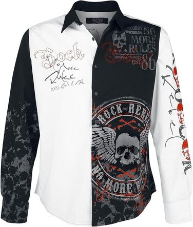 Чоловіча сорочка Rock Rebel з рок-принтом XXL чорно-біла