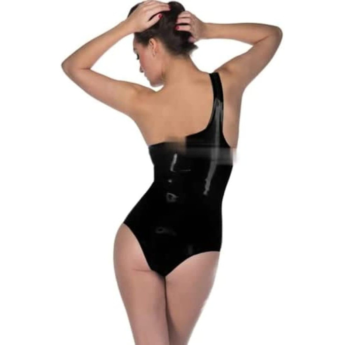 Латексний боді для жінок: чорний латекс, без бретелек, топ-кроп, catsuits, бодісток, чорний колір, розмір M