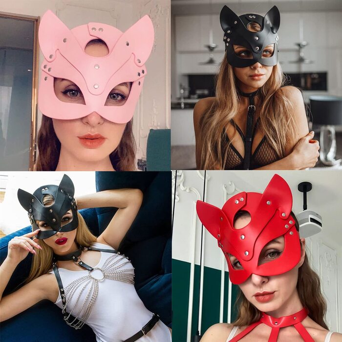 Маска для обличчя SINSEN для жінок з шкіри, котячий дизайн, 3 шт. для косплею, Хелловін, карнавалу
