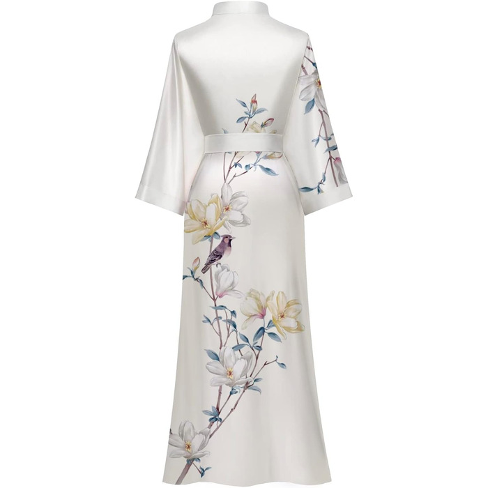 Жіночий шовковий халат-кімоно Moreone з квітковим принтом, білий, довгий, для нареченої та подружок нареченої, нічна сорочка