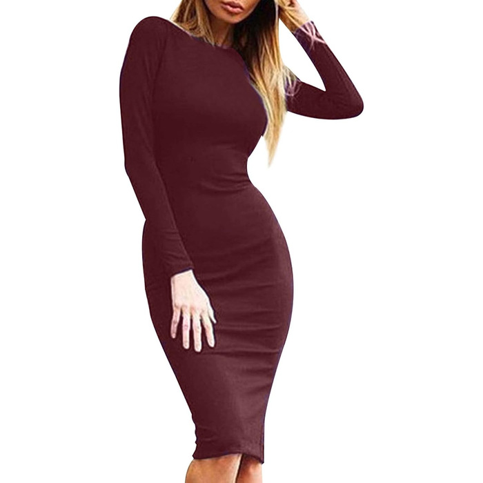 Сукня YMING для жінок: сексуальна, з відкритим спиною, на блискавці, облягаюча, без рукавів, міді (XXL, Бордовий)