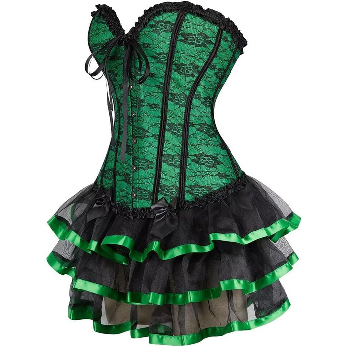 Сукня-корсет з мереживом, зелена, для свята та Хелловіну (XXS)