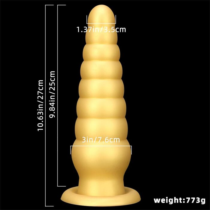 Анальні кулі з силікону Hrekssi Gold – великі, з присоскою, для масажу простати та вагінальної стимуляції. Іграшки для дорослих