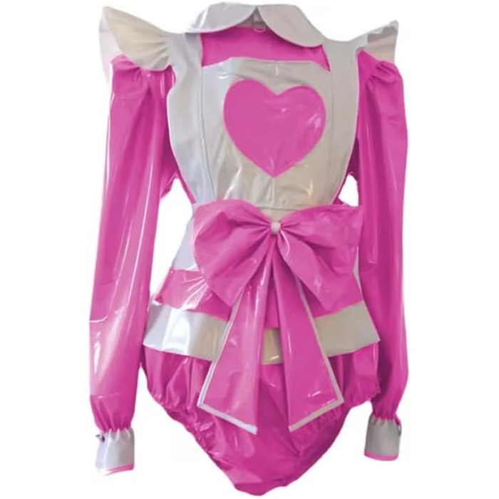 Костюм для косплею YGZHANYUANOKU з довгим рукавом, з відкладним коміром та фартухом, велика бант, спандекс, PVC-шкіра, червоний, 3XL