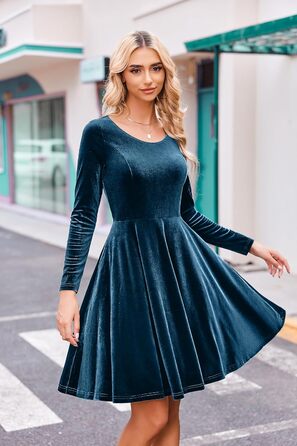 Сукня Zeagoo Satkleid Daen Langar: Вечірня, Коктейльна, Зимова. Довжина міні, Рукав 3/4, Колір морська хвиля (XXL)